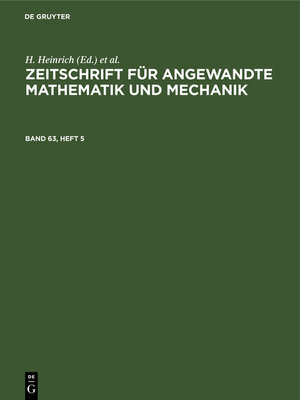 cover image of Zeitschrift für Angewandte Mathematik und Mechanik. Band 63, Heft 5